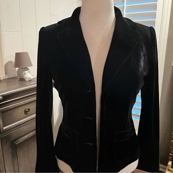 Spencer Jeremy Cropped Black Blazer Velvet PS - Picture 2 of 11